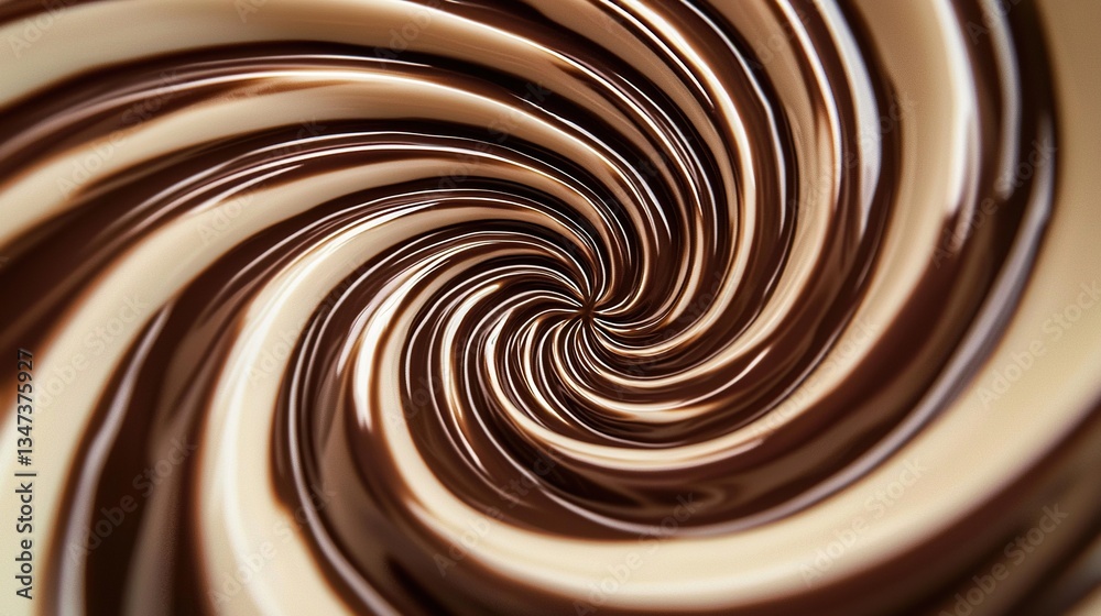 Swirling chocolate mixture creates a mesmerizing visual effect Swirling chocolate mixture creates a mesmerizing visual effect