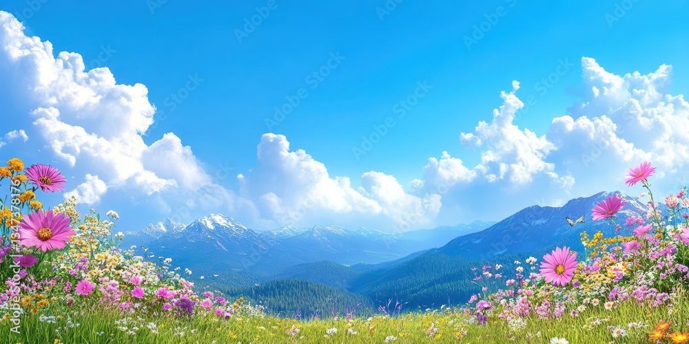 Naklejka premium Grass field valley banner 