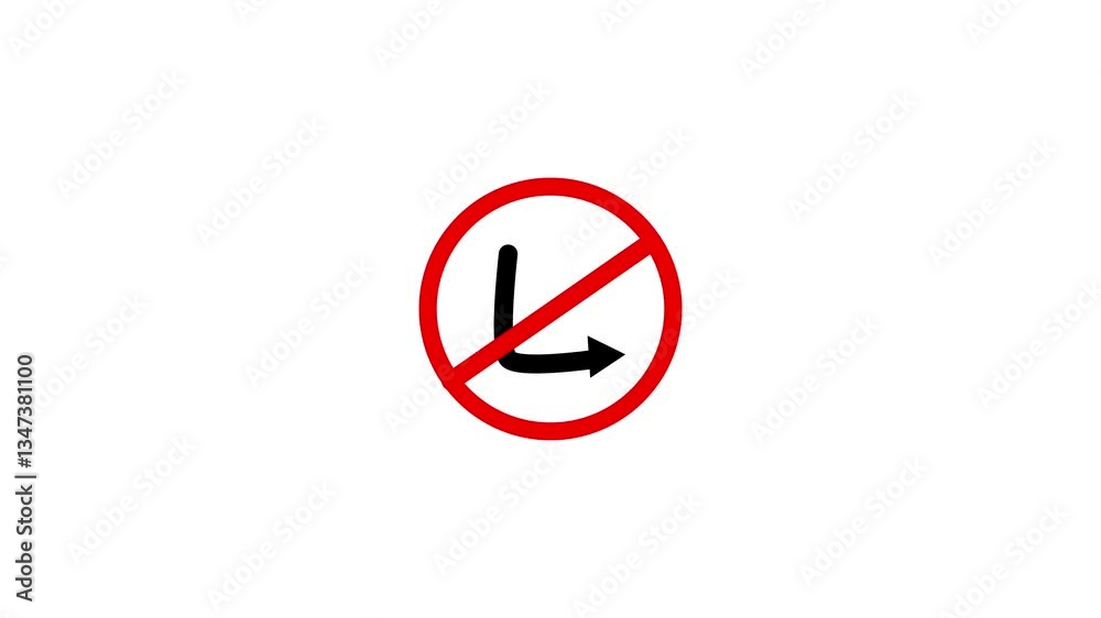 Animation Reflective Traffic Signs - No U-Turn on White Background Animation Reflective Traffic Signs - No U-Turn on White Background