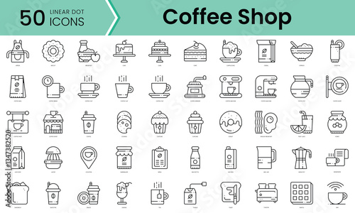 Set of coffee shop icons. Line art style icons bundle. vector illustration
