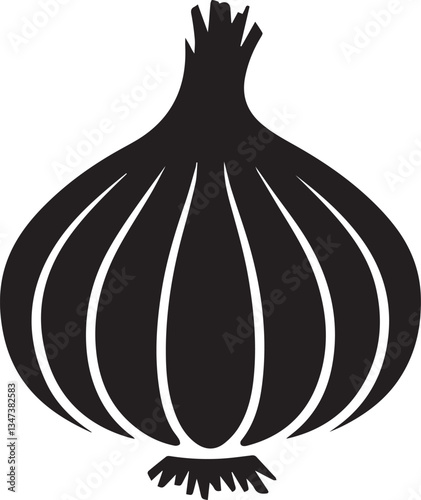 onion vegetable icon over white background, silhouette style, vector illustration