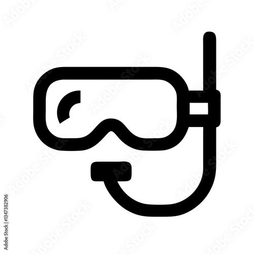 Diving mask and snorkel icon equipment
