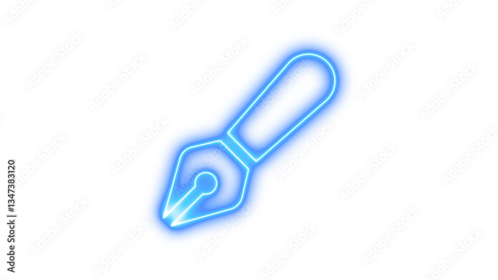 Neon symbol pen fancy icon blue color glow with transparent background Neon symbol pen fancy icon blue color glow with transparent background