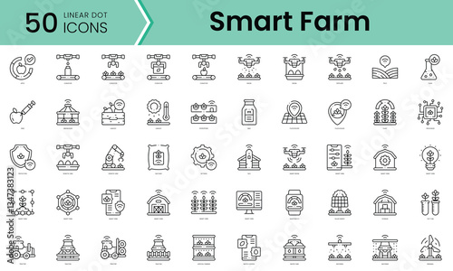 Set of smart farm icons. Line art style icons bundle. vector illustration