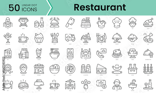 Set of restaurant icons. Line art style icons bundle. vector illustration