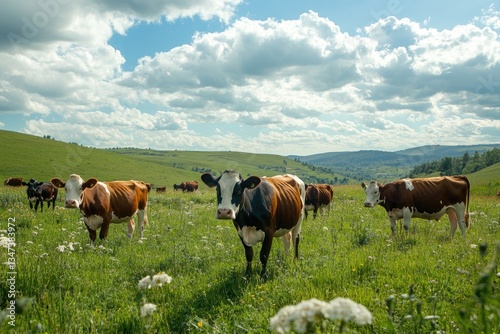 Cows grazing in a rotational grazing system for pasture regeneration