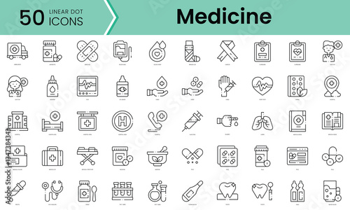 Set of medicine icons. Line art style icons bundle. vector illustration