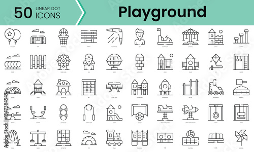 Set of playground icons. Line art style icons bundle. vector illustration