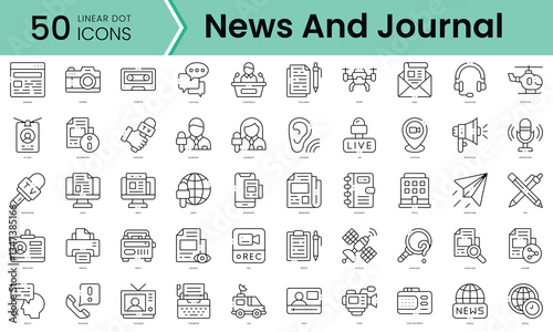 Set of news and journal icons. Line art style icons bundle. vector illustration