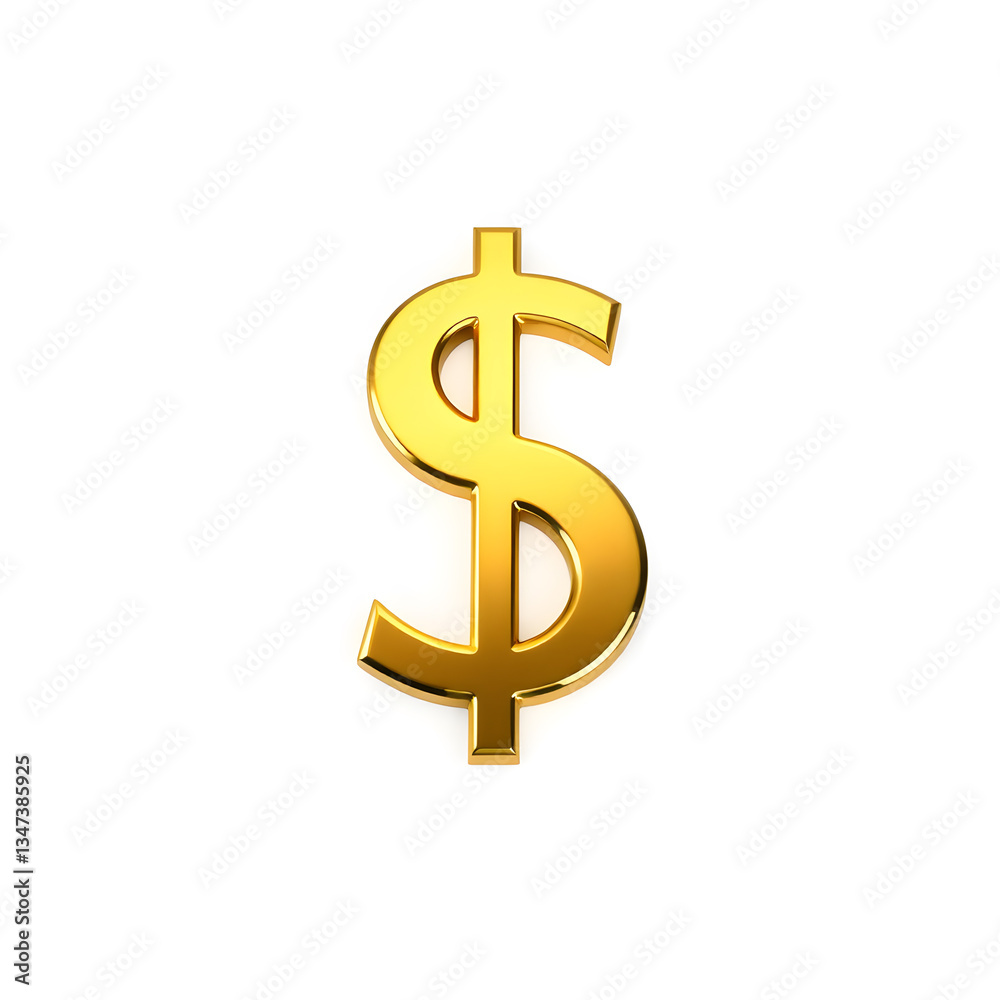 Dollar sign gold metal icon on white background. Generative AI Dollar sign gold metal icon on white background. Generative AI