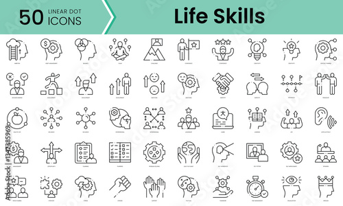 Set of life skills icons. Line art style icons bundle. vector illustration