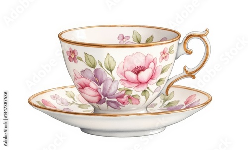 Wallpaper Mural Elegant floral tea cup and saucer Torontodigital.ca