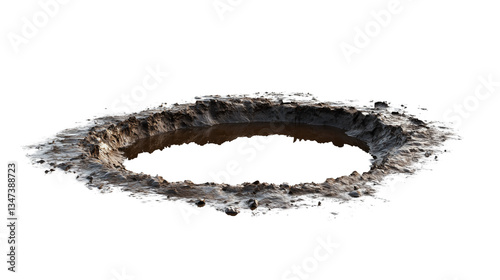 Clear Water Puddle with Earthy Edges Isolated on Transparent Background