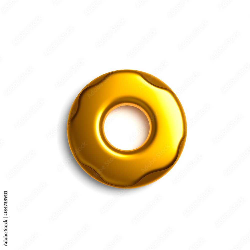 Donut gold metal icon on white background. Generative AI Donut gold metal icon on white background. Generative AI