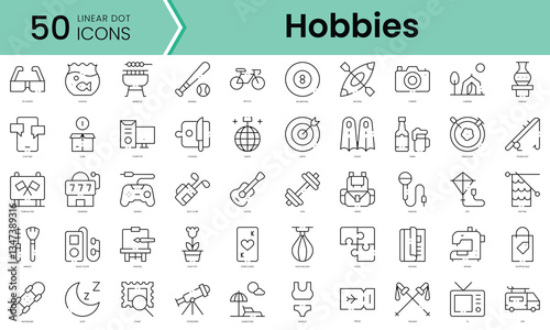 Set of hobbies freetime icons. Line art style icons bundle. vector illustration