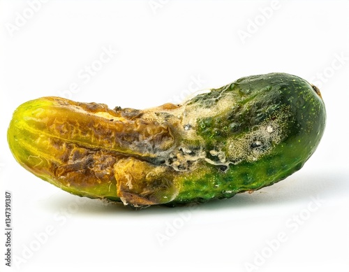 Rotten moldy cucumber with decay and fungal growth photo