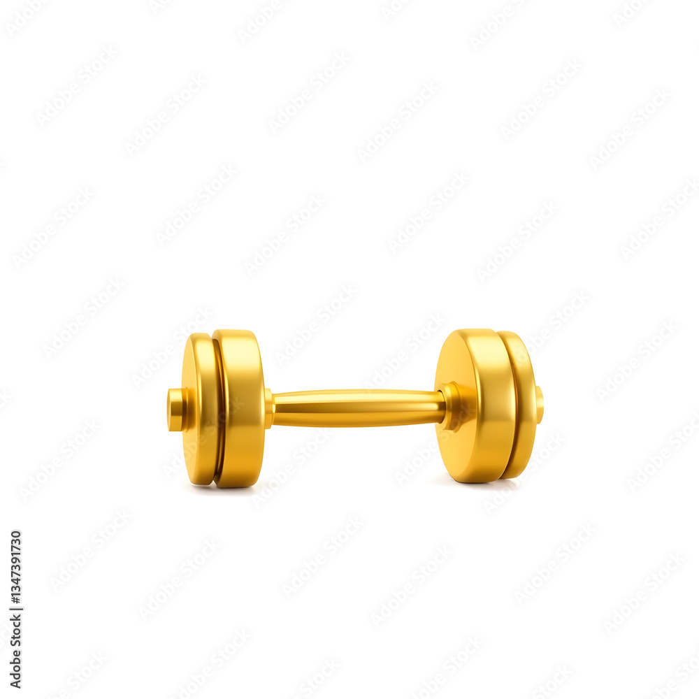 Dumbbell gold metal icon on white background. Generative AI Dumbbell gold metal icon on white background. Generative AI