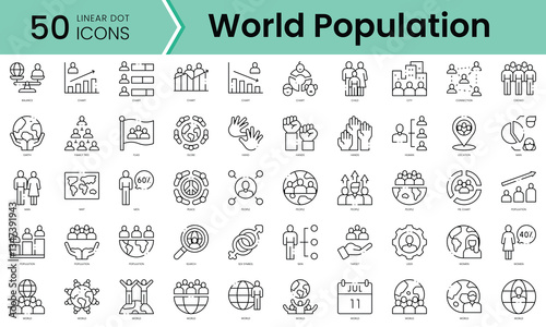 Set of world population icons. Line art style icons bundle. vector illustration