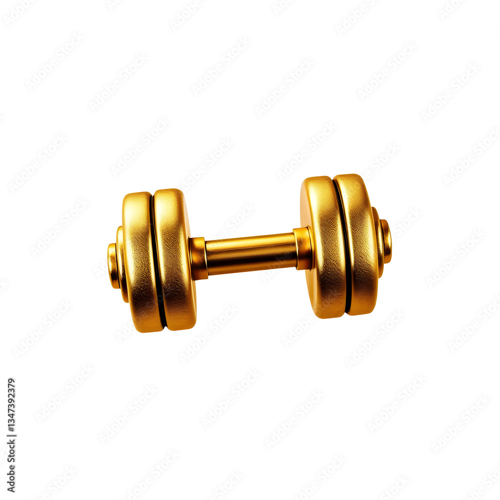 Dumbbell gold metal icon on white background. Generative AI Dumbbell gold metal icon on white background. Generative AI
