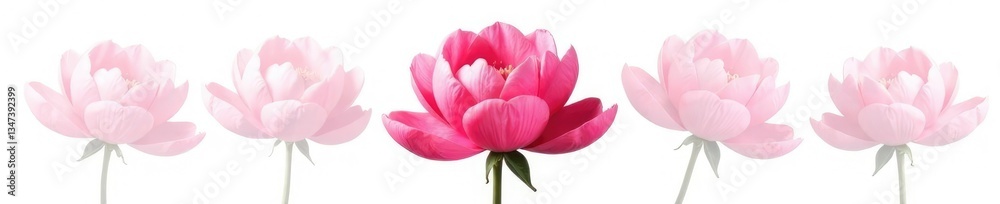 Naklejka premium Simple yet elegant peony isolated on white background, simple, peonies