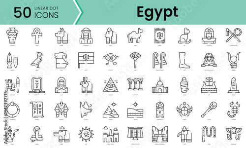 Set of egypt icons. Line art style icons bundle. vector illustration