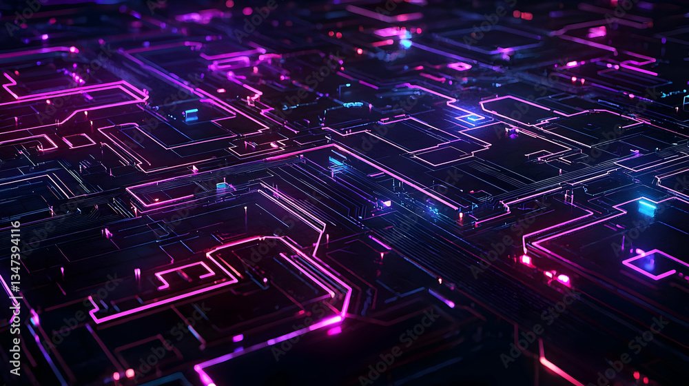Abstract Glowing Digital Circuit Pattern Abstract Glowing Digital Circuit Pattern