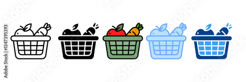 Fresh Produce  Icon Set Multiple Style Collection