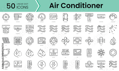 Set of air conditioner icons. Line art style icons bundle. vector illustration