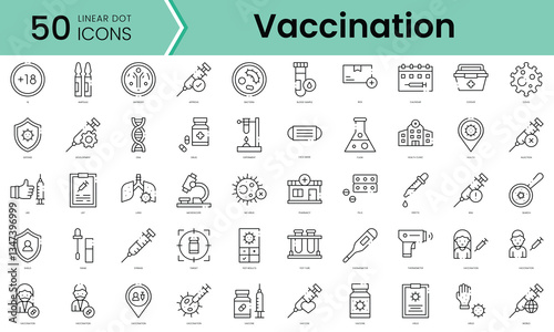 Set of vaccination icons. Line art style icons bundle. vector illustration