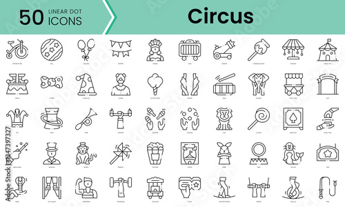 Set of circus icons. Line art style icons bundle. vector illustration