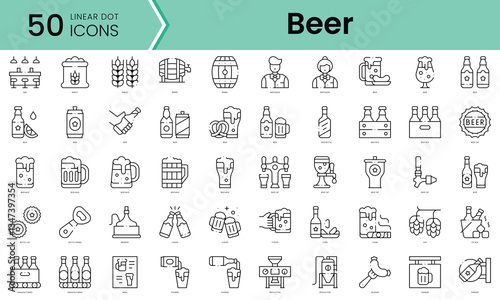 Set of beer icons. Line art style icons bundle. vector illustration