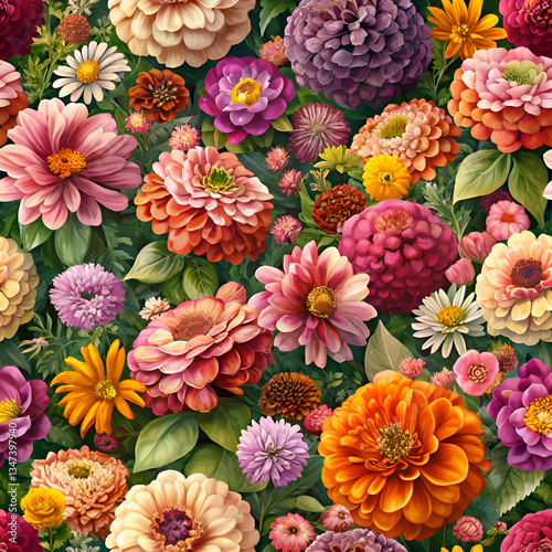 Wallpaper Mural Vibrant Floral Pattern with Colorful Flowers Torontodigital.ca