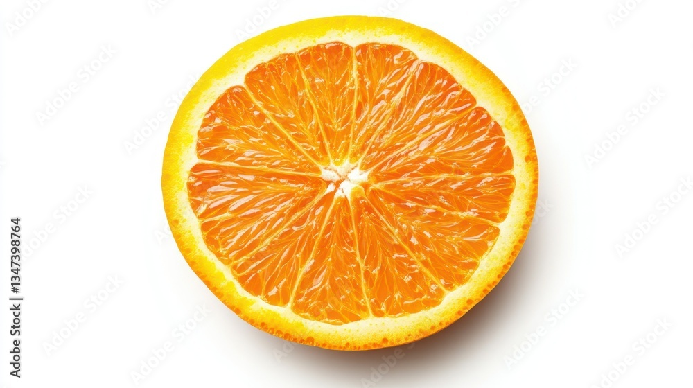Fototapeta premium A vibrant cross-section of an orange showcasing its juicy texture and bright color.