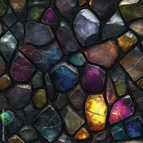 Fantasy Stone and Crystal Pattern seamless tile
