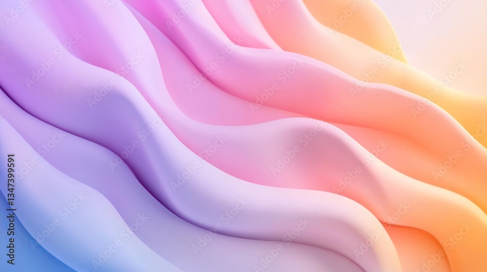 Obraz premium Pastel flowing fabric with soft gradients in pink and orange tones