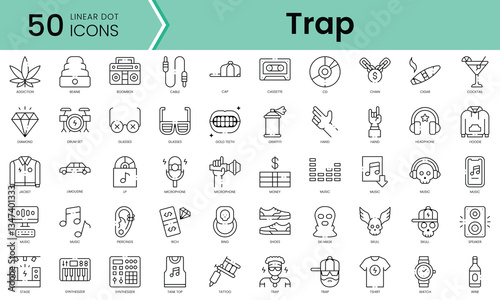 Set of trap icons. Line art style icons bundle. vector illustration