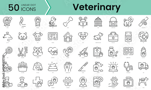 Set of veterinary icons. Line art style icons bundle. vector illustration