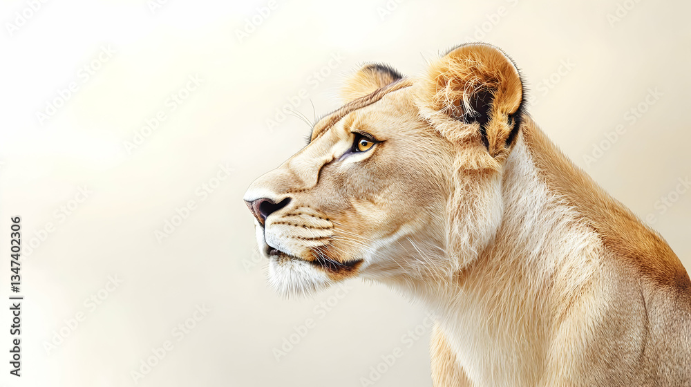 Obraz premium Profile Of A Female Lion With Golden Fur