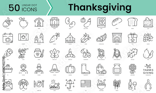 Set of thanksgiving icons. Line art style icons bundle. vector illustration