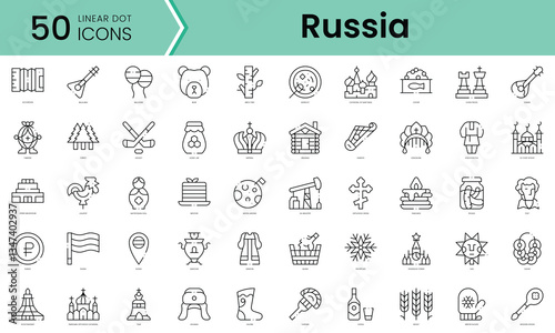 Set of russia icons. Line art style icons bundle. vector illustration