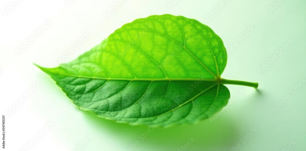 Fototapeta premium Delicate green leaf isolated on white background, leaf, foliage, nature