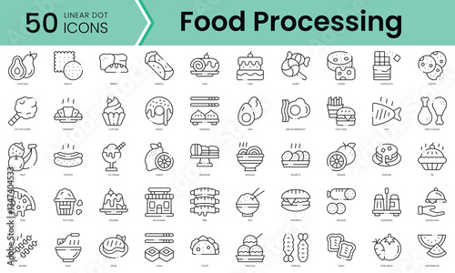 Set of food icons. Line art style icons bundle. vector illustration