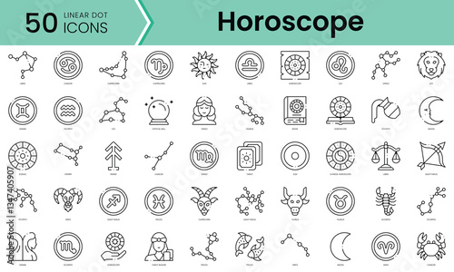 Set of horoscope icons. Line art style icons bundle. vector illustration