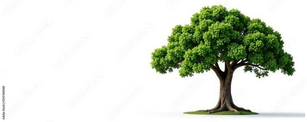 Fototapeta premium Tree isolated on white background, strong trunk and branches, trees, trunk, peaceful
