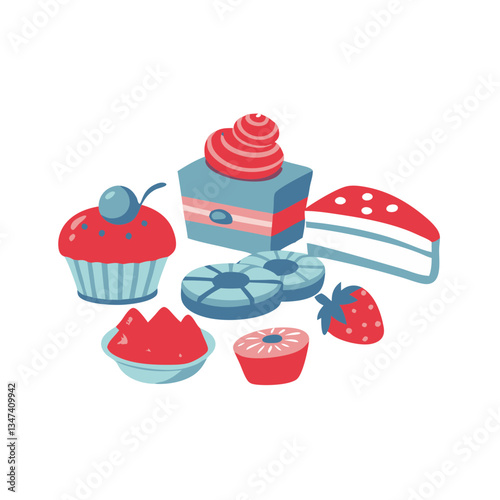 Colorful desserts on black background