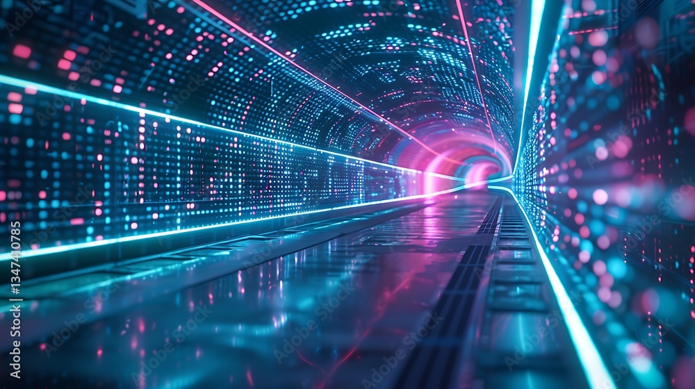 Futuristic technology abstract background with lines for network, big data, data center, server, internet, speed. Abstract neon lights into digital technology tunnel. 3D render Futuristic technology abstract background with lines for network, big data, data center, server, internet, speed. Abstract neon lights into digital technology tunnel. 3D render