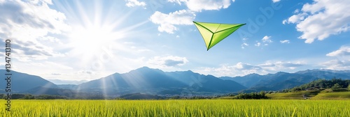 Paraglider Soaring Over Majestic Mountains Scenic Landscape