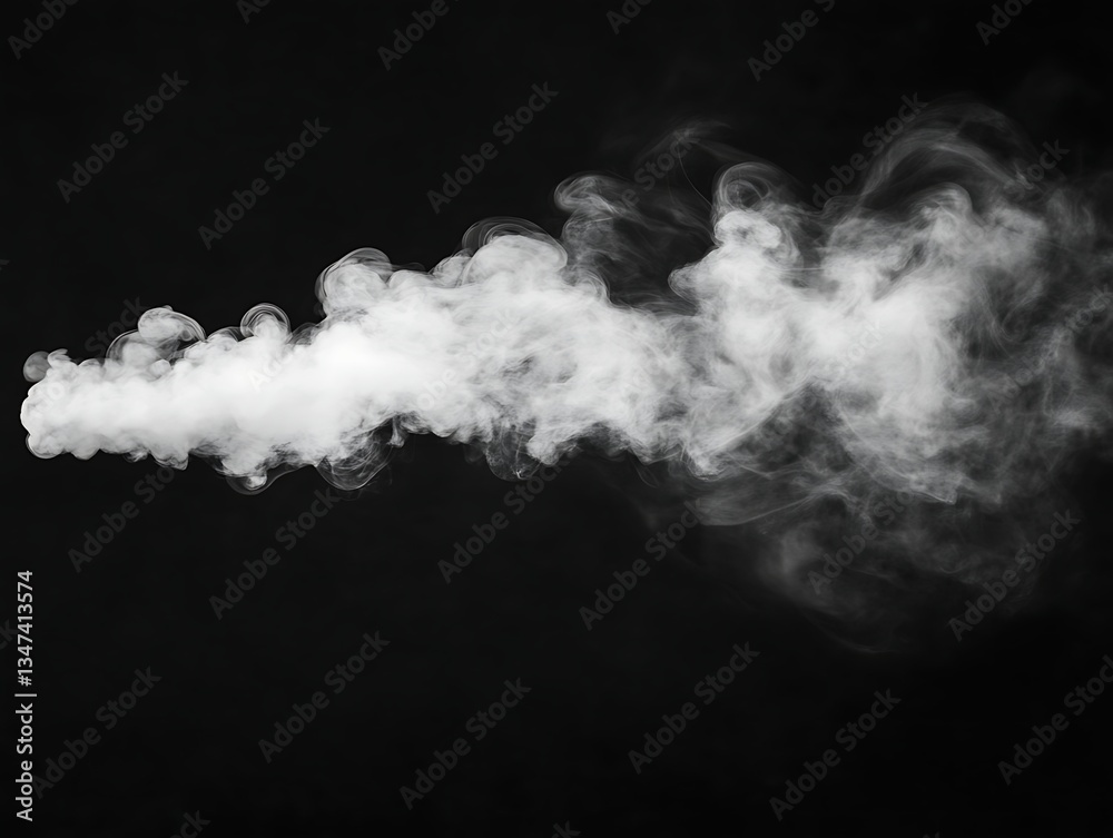 Naklejka premium White steam billowing on black backdrop, abstract background use