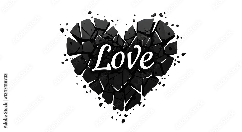 Obraz premium Love Text in Dotted Heart