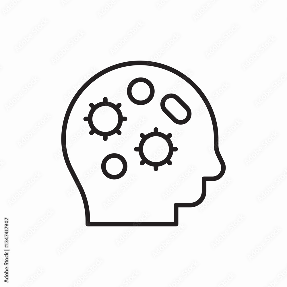 brain bacteria icon vector sign brain bacteria icon vector sign
